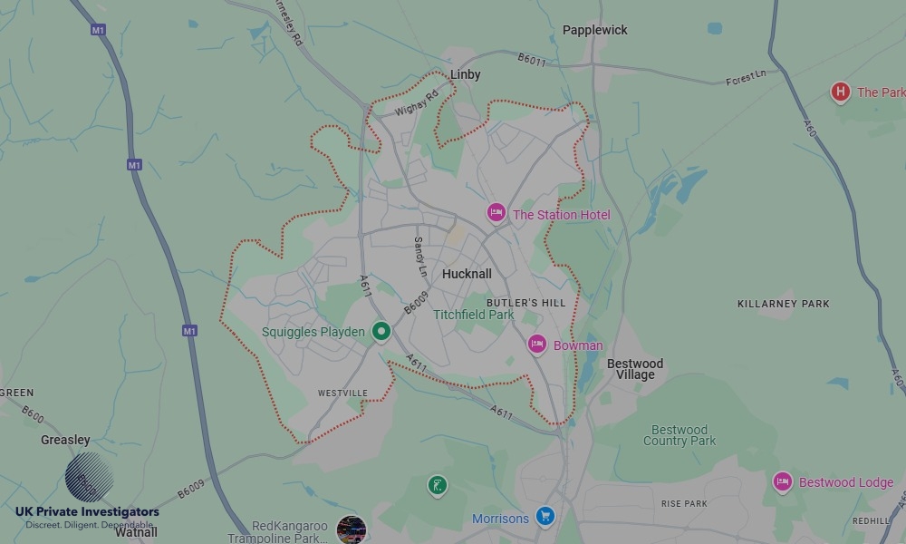 Areas of Hucknall our Tracing Agents operate Areas of Hucknall our Tracing Agents operate