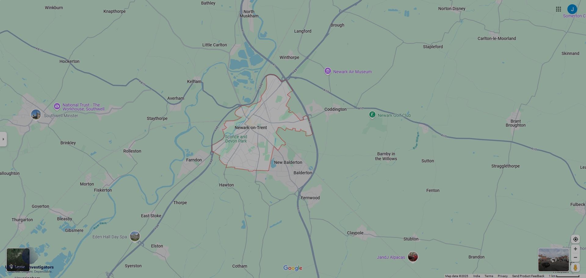 Areas of Newark-on-Trent our Tracing Agents operate