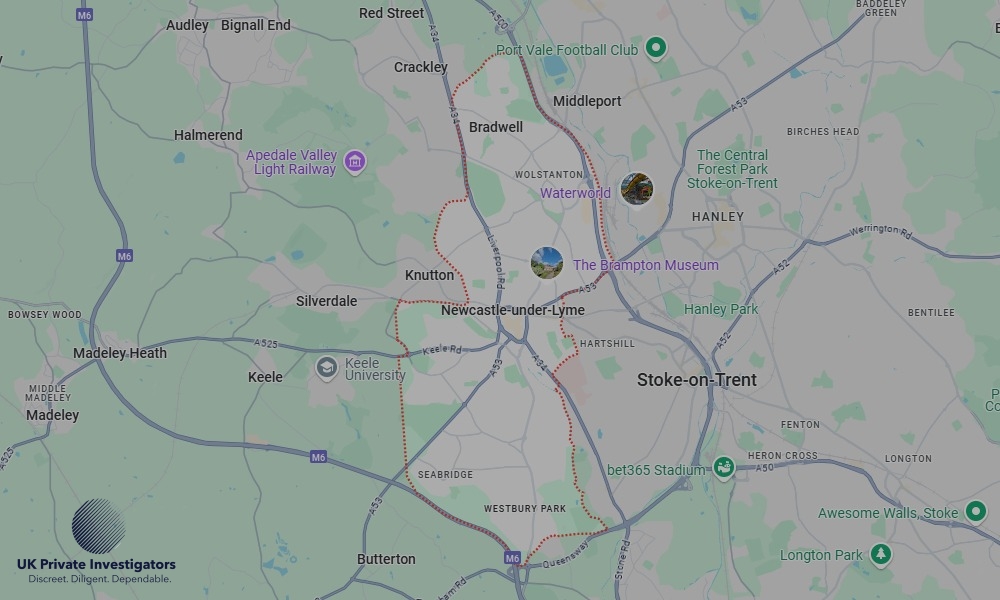 Areas of Newcastle-under-Lyme our Tracing Agents operate