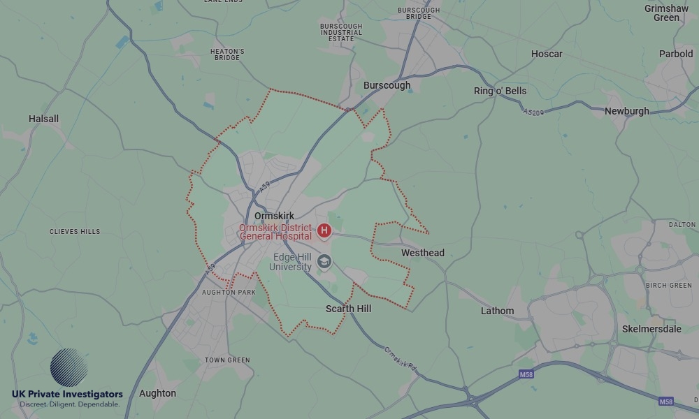 Areas of Ormskirk our Tracing Agents operate