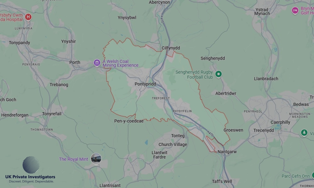 Areas of Pontypridd our Tracing Agents operate