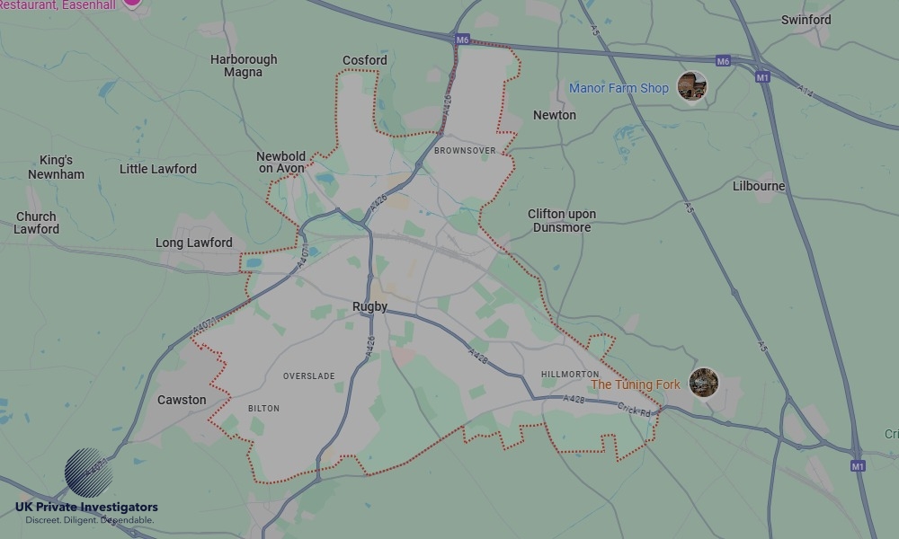 Areas of Rugby our Tracing Agents operate