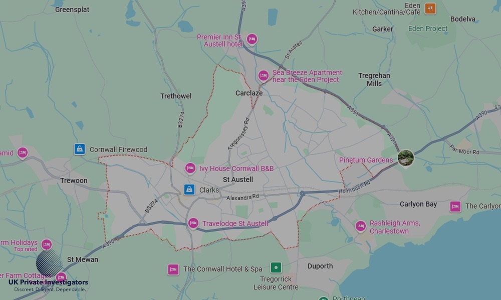 Areas of St Austell our Tracing Agents operate