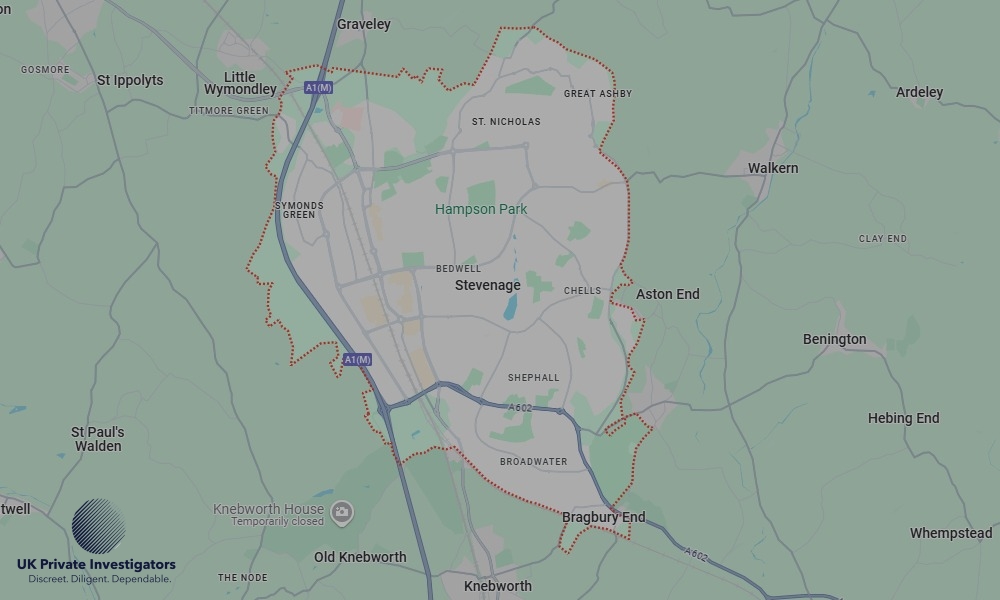 Areas of Stevenage our Tracing Agents operate