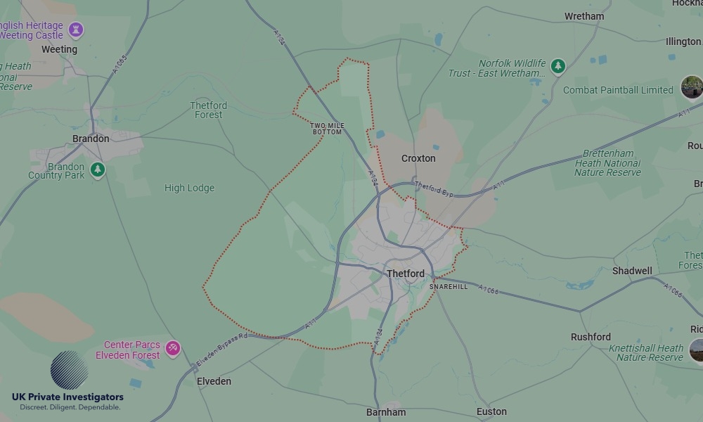 Areas of Thetford our Tracing Agents operate