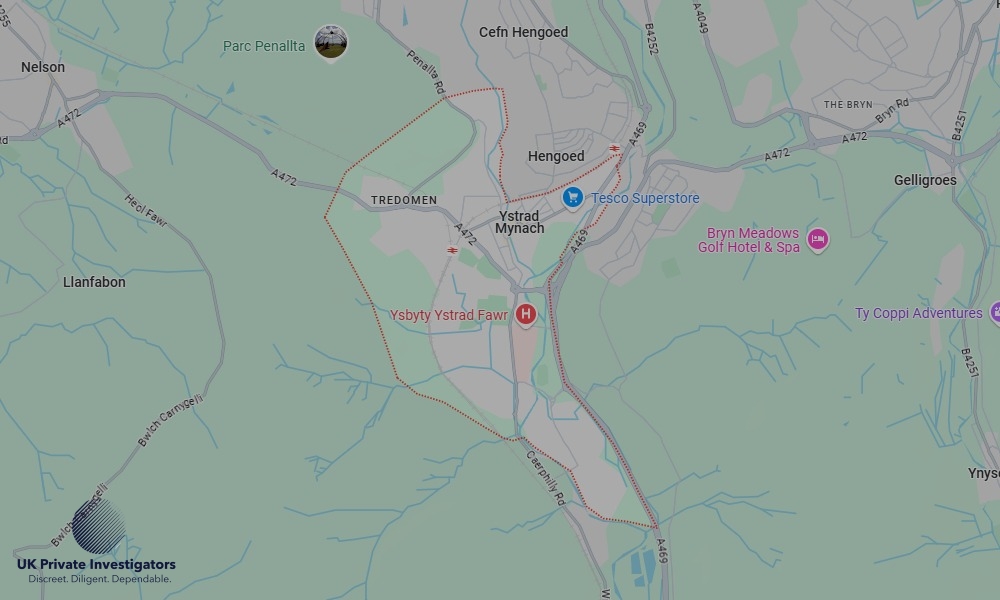 Areas of Ystrad Mynach our Tracing Agents operate