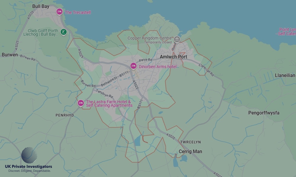 Areas of Amlwch our Tracing Agents operate