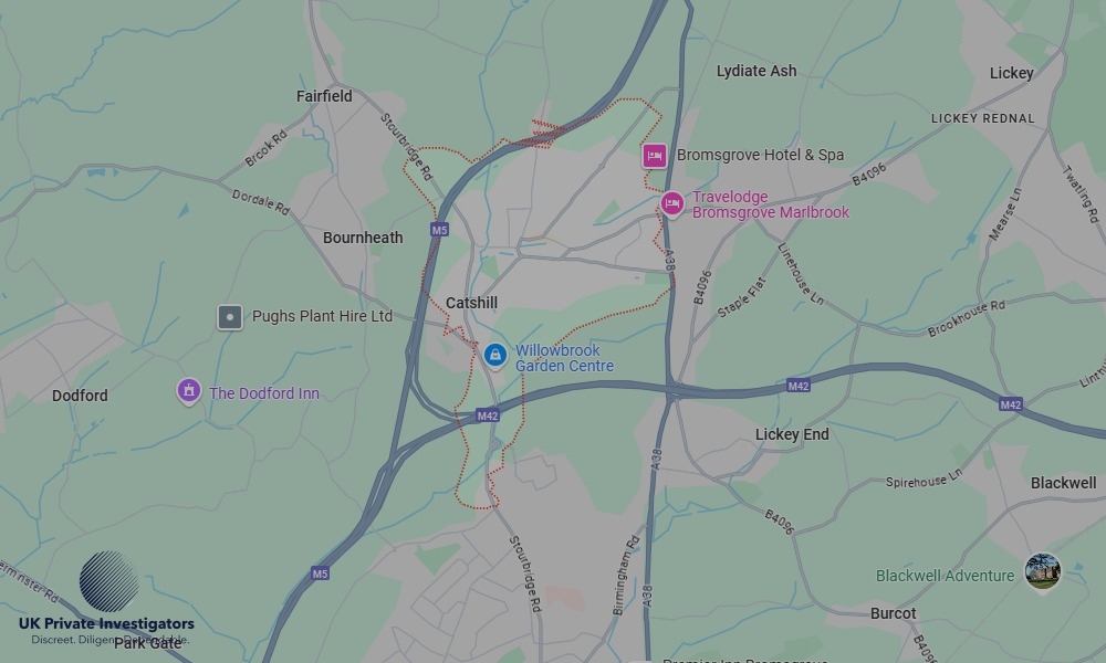 Areas of Catshill our Tracing Agents operate