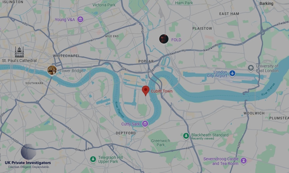 Areas of Cubitt Town our Tracing Agents operate