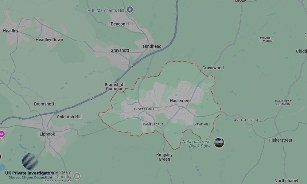 Areas of Haslemere our Tracing Agents operate