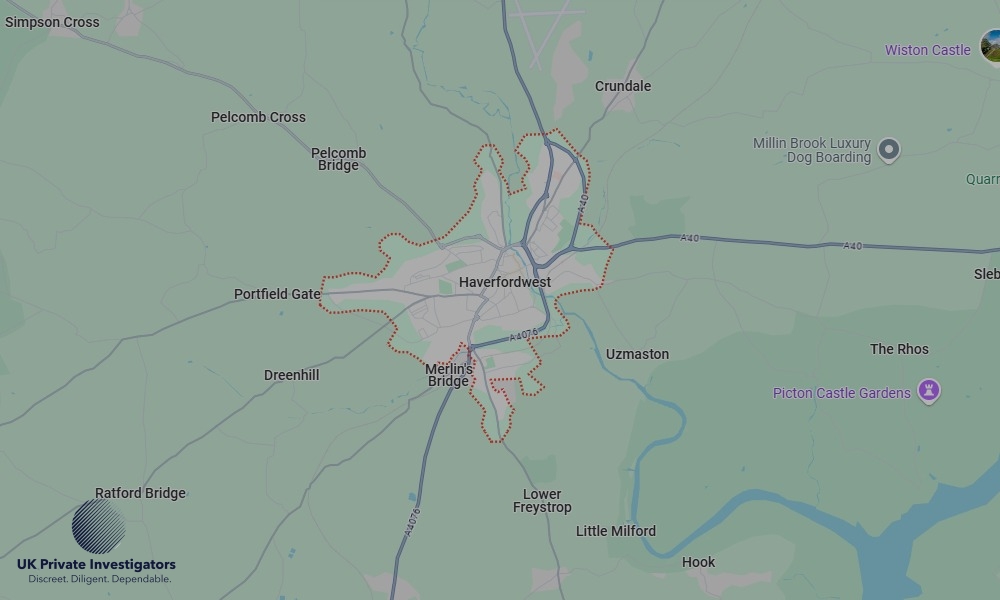 Areas of Haverfordwest our Tracing Agents operate