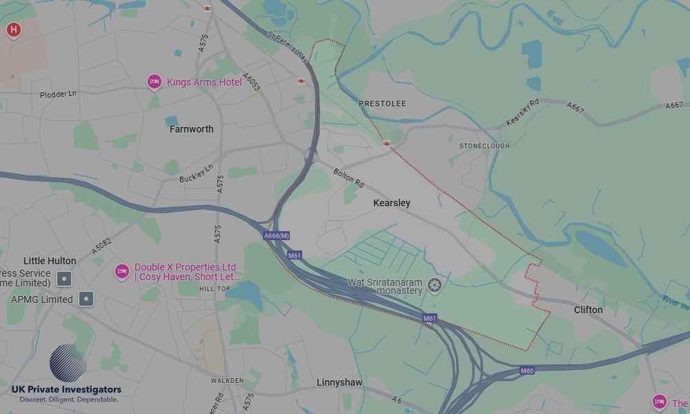 Areas of Kearsley our Tracing Agents operate