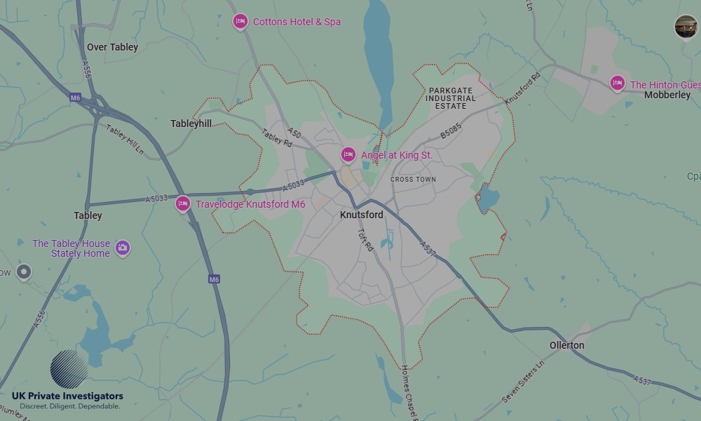 Areas of Knutsford our Tracing Agents operate