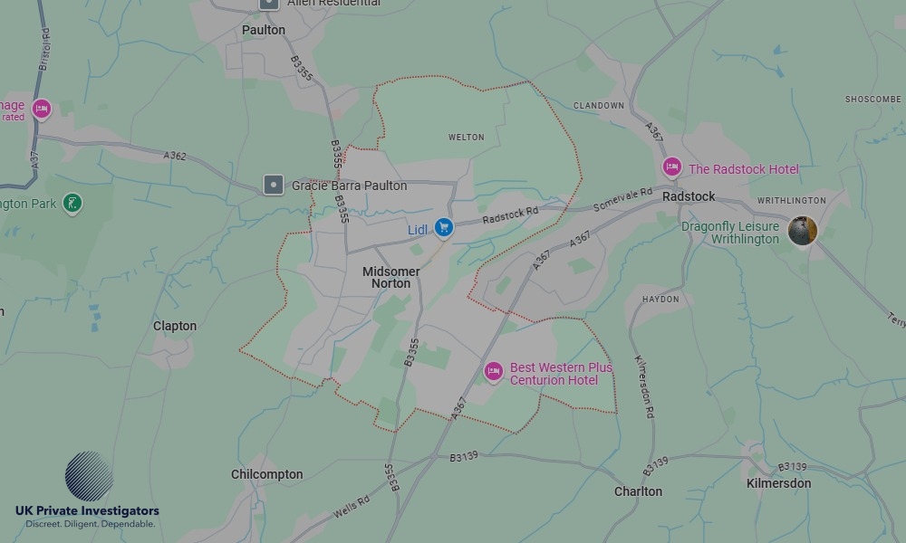 Areas of Midsomer Norton our Tracing Agents operate