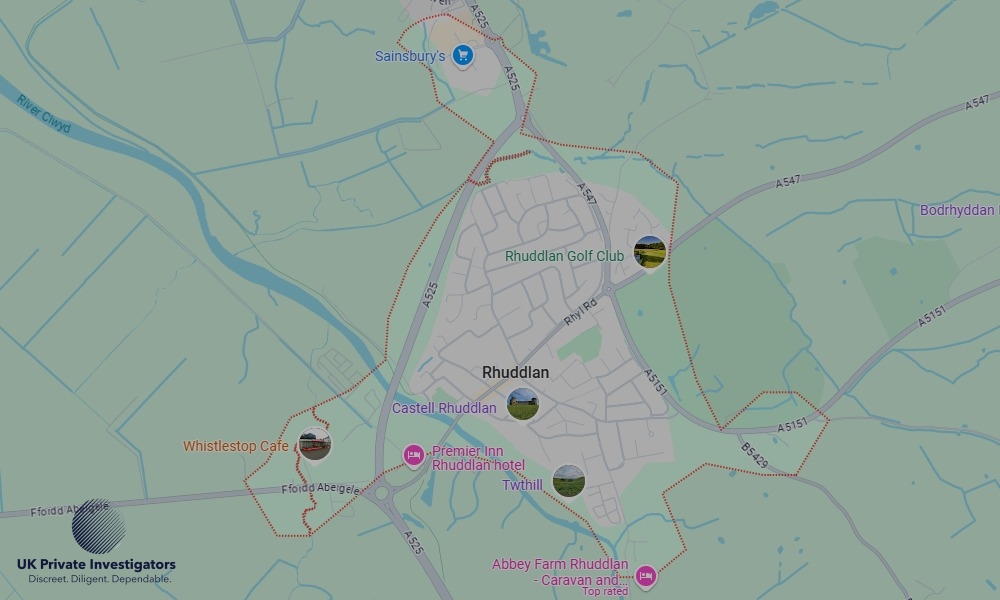 Areas of Rhuddlan our Tracing Agents operate