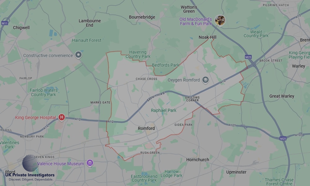 Areas of Romford our Tracing Agents operate