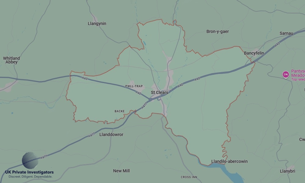 Areas of St Clears our Tracing Agents operate