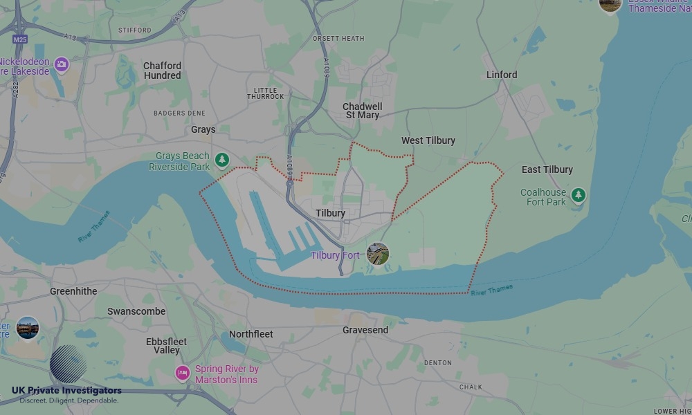 Areas of Tilbury our Tracing Agents operate