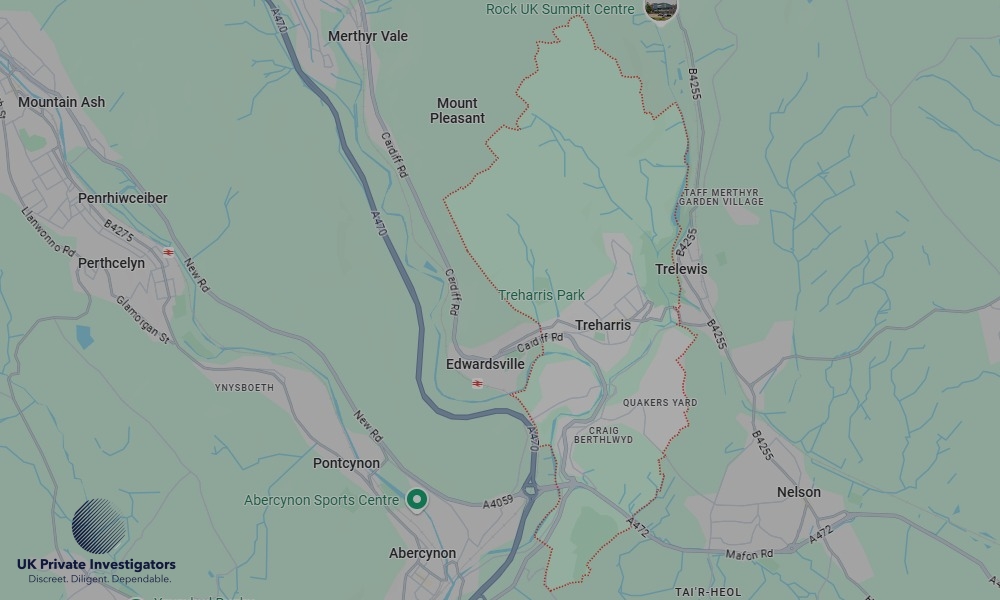 Areas of Treharris our Tracing Agents operate