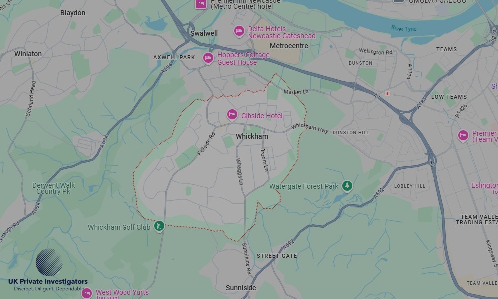 Areas of Whickham our Tracing Agents operate
